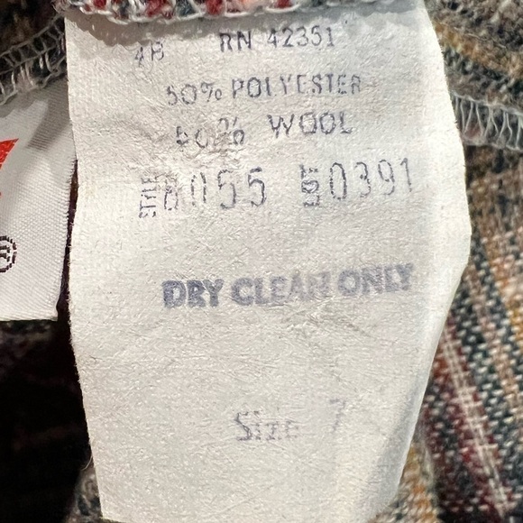 Vintage Casual Corner Brown Plaid Pleated Wool Blend Midi Skirt - Size 7/Small - Picture 10 of 11